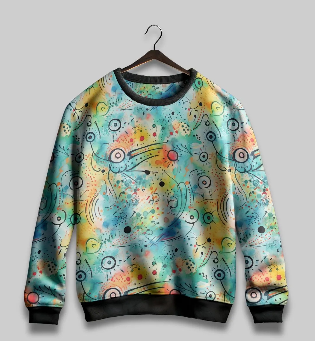 Water Doodles Eye All Over Print Sweatshirt